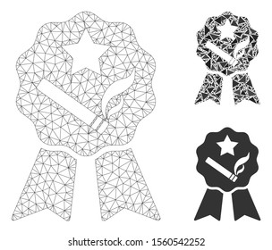 Mesh best tobacco model with triangle mosaic icon. Wire frame triangular network of best tobacco. Vector mosaic of triangles in various sizes, and color hues. Abstract 2d mesh best tobacco,