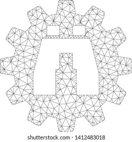 Mesh binoculars find options model icon. Wire frame triangular mesh of vector binoculars find options isolated on a white background. Abstract 2d mesh built from triangular lines and spheric points.