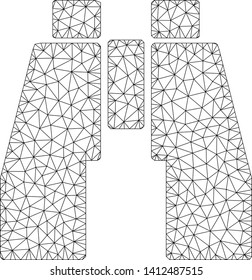 Mesh binoculars model icon. Wire carcass triangular mesh of vector binoculars isolated on a white background. Abstract 2d mesh built from triangular lines and spheric points.