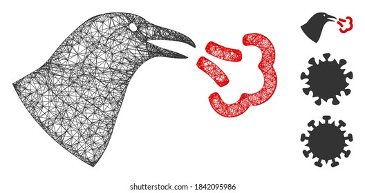 Mesh Vogel Influenza polygonal Web-Symbol Vektorgrafik. Die Abstraktion basiert auf dem flachen Symbol der Vogelgrippe. Triangle bildet abstrakte Vogelgrippe-Flachstäbchen.