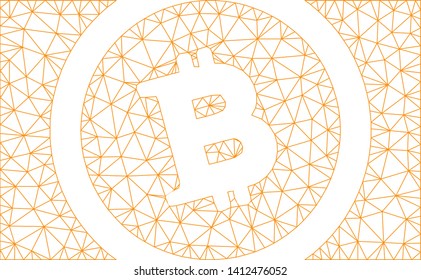 Mesh Bitcoin cash model icon. Wire carcass triangular mesh of vector Bitcoin cash isolated on a white background. Abstract 2d mesh designed with triangular lines and small circle.