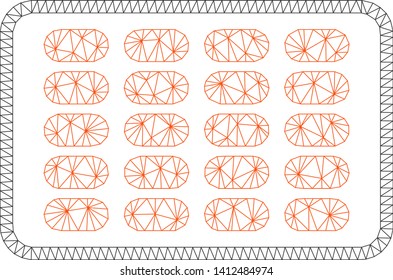 Mesh blister model icon. Wire carcass polygonal mesh of vector blister isolated on a white background. Abstract 2d mesh designed with polygonal grid and circle nodes.