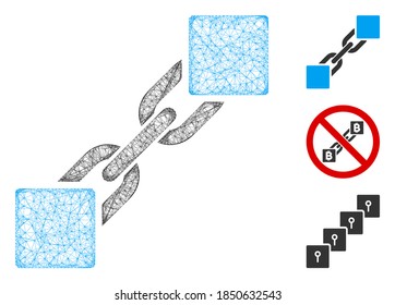 Ilustración vectorial de icono web poligonal de la cadena de bloqueo de malla. El modelo de canal se basa en un icono plano de la cadena de bloqueo. La red triangular forma un modelo abstracto de cadena de bloqueo plano.