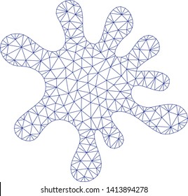 Mesh blot polygonal symbol vector illustration. Carcass model is based on blot flat icon. Triangle network forms abstract blot flat carcass.