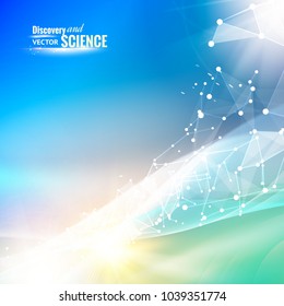 Mesh blue lights background. Abstraction for science presentations. Wireframe meshes polygonal element. Abstract futuristic background. Vector illustration.