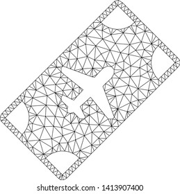 Mesh boarding pass polygonal icon vector illustration. Model is based on boarding pass flat icon. Triangle mesh forms abstract boarding pass flat model.