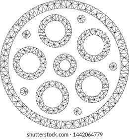 Mesh bobbin polygonal symbol vector illustration. Carcass model is based on bobbin flat icon. Triangular network forms abstract bobbin flat model.