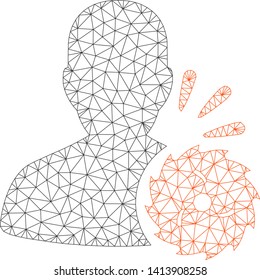 Mesh body execution polygonal 2d vector illustration. Carcass model is based on body execution flat icon. Triangle network forms abstract body execution flat carcass.