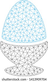 Mesh boiled egg polygonal icon vector illustration. Model is created from boiled egg flat icon. Triangle mesh forms abstract boiled egg flat model.