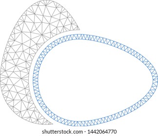 Mesh boiled eggs polygonal 2d vector illustration. Carcass model is based on boiled eggs flat icon. Triangle network forms abstract boiled eggs flat model.