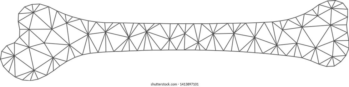 Mesh bone polygonal icon vector illustration. Model is based on bone flat icon. Triangular net forms abstract bone flat model. wireframe flat polygonal line network isolated on a white background.