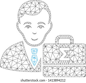 Mesh bookkeeper polygonal icon vector illustration. Carcass model is based on bookkeeper flat icon. Triangular mesh forms abstract bookkeeper flat carcass.