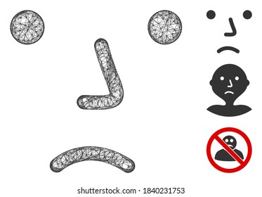 Mesh bored polygonal web icon vector illustration. Carcass model is based on bored flat icon. Triangle network forms abstract bored flat carcass.