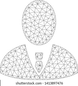 Mesh boss polygonal icon vector illustration. Carcass model is based on boss flat icon. Triangle mesh forms abstract boss flat carcass.