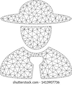 Mesh boss polygonal icon vector illustration. Model is based on boss flat icon. Triangle network forms abstract boss flat model. Wire frame flat polygonal line network isolated on a white background.