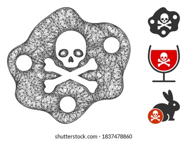 Mesh botulinum toxin polygonal web 2d vector illustration. Carcass model is based on botulinum toxin flat icon. Triangular mesh forms abstract botulinum toxin flat model.