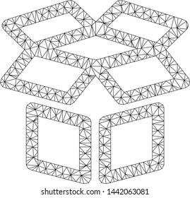 Mesh box polygonal icon vector illustration. Carcass model is created from box flat icon. Triangular network forms abstract box flat model.