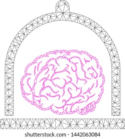 Mesh brain conservation polygonal icon vector illustration. Abstraction is based on brain conservation flat icon. Triangular mesh forms abstract brain conservation flat model.