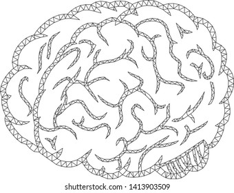 Mesh brain polygonal icon vector illustration. Abstraction is based on brain flat icon. Triangle mesh forms abstract brain flat model.