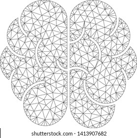 Mesh brain polygonal icon vector illustration. Model is based on brain flat icon. Triangle network forms abstract brain flat carcass.