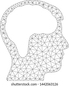 Mesh brain polygonal icon vector illustration. Model is created from brain flat icon. Triangle network forms abstract brain flat model.