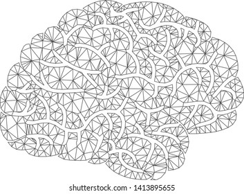 Mesh brain polygonal symbol vector illustration. Model is based on brain flat icon. Triangular mesh forms abstract brain flat carcass.
