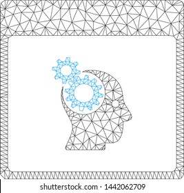 Mesh brain wheels calendar page polygonal icon vector illustration. Carcass model is based on brain wheels calendar page flat icon.