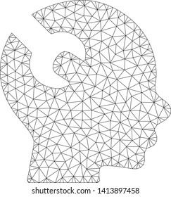 Mesh brain wrench tool polygonal icon vector illustration. Model is based on brain wrench tool flat icon. Triangular network forms abstract brain wrench tool flat model.
