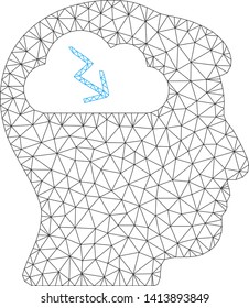 Mesh brainstorming polygonal icon vector illustration. Carcass model is based on brainstorming flat icon. Triangular mesh forms abstract brainstorming flat carcass.
