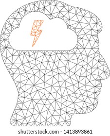 Mesh brainstorming polygonal icon vector illustration. Model is based on brainstorming flat icon. Triangle mesh forms abstract brainstorming flat carcass.