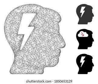 Mesh brainstorming polygonal web icon vector illustration. Model is based on brainstorming flat icon. Triangular mesh forms abstract brainstorming flat model.