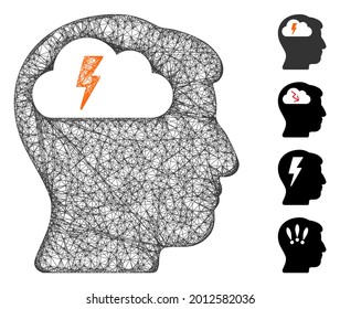 Mesh brainstorming web symbol vector illustration. Model is based on brainstorming flat icon. Network forms abstract brainstorming flat model.