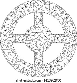 Mesh brass blank wheel polygonal icon vector illustration. Model is based on brass blank wheel flat icon. Triangle mesh forms abstract brass blank wheel flat model.
