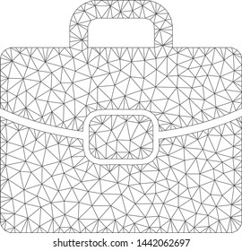 Mesh briefcase polygonal icon vector illustration. Model is based on briefcase flat icon. Triangular network forms abstract briefcase flat model.