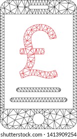 Mesh British Pound mobile payment polygonal icon vector illustration. Abstraction is based on British Pound mobile payment flat icon.