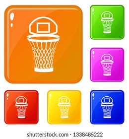 Mesh bucket icons set collection vector 6 color isolated on white background