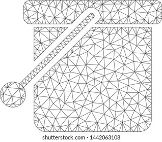 Mesh bucket polygonal icon vector illustration. Abstraction is based on bucket flat icon. Triangular net forms abstract bucket flat carcass.