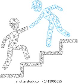 Mesh builder business help polygonal icon vector illustration. Carcass model is based on builder business help flat icon. Triangle mesh forms abstract builder business help flat model.