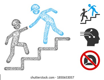 Mesh builder business help polygonal web icon vector illustration. Carcass model is created from builder business help flat icon. Triangular network forms abstract builder business help flat model.