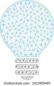 Mesh bulb polygonal icon vector illustration. Carcass model is based on bulb flat icon. Triangle network forms abstract bulb flat model.