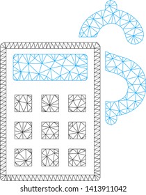 Mesh business calculator polygonal 2d vector illustration. Model is based on business calculator flat icon. Triangular mesh forms abstract business calculator flat model.