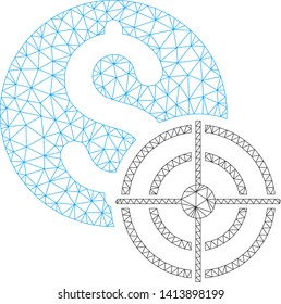 Mesh business target polygonal icon vector illustration. Model is created from business target flat icon. Triangle mesh forms abstract business target flat model.