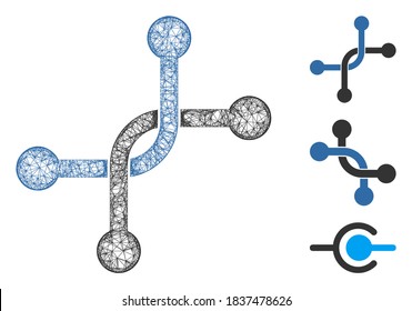 Mesh bypass connection polygonal web 2d vector illustration. Carcass model is based on bypass connection flat icon. Triangular mesh forms abstract bypass connection flat carcass.