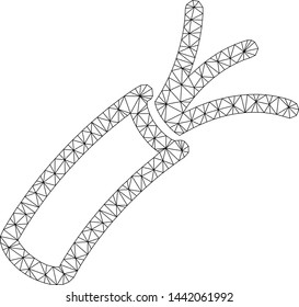Mesh cable polygonal icon vector illustration. Carcass model is based on cable flat icon. Triangle network forms abstract cable flat carcass.