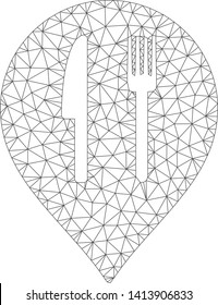 Mesh cafe marker polygonal icon vector illustration. Model is based on cafe marker flat icon. Triangular net forms abstract cafe marker flat model.