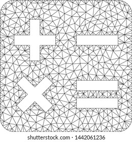 Mesh calculation polygonal icon vector illustration. Model is created from calculation flat icon. Triangle network forms abstract calculation flat model.