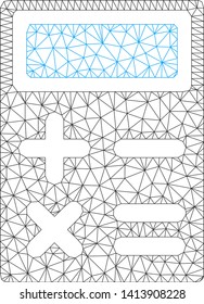 Mesh calculator polygonal 2d vector illustration. Carcass model is based on calculator flat icon. Triangular network forms abstract calculator flat model.