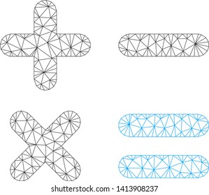 Mesh calculator polygonal icon vector illustration. Abstraction is based on calculator flat icon. Triangular mesh forms abstract calculator flat model.