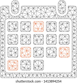 Mesh calendar appointment polygonal icon vector illustration. Carcass model is created from calendar appointment flat icon. Triangle network forms abstract calendar appointment flat model.