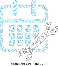 Mesh calendar configure polygonal icon vector illustration. Model is based on calendar configure flat icon. Triangular mesh forms abstract calendar configure flat model.